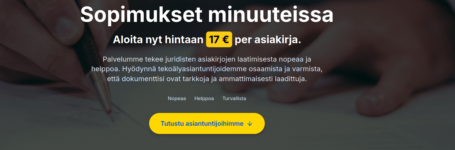 Sopimukset.com – juridiset asiakirjat nopeasti